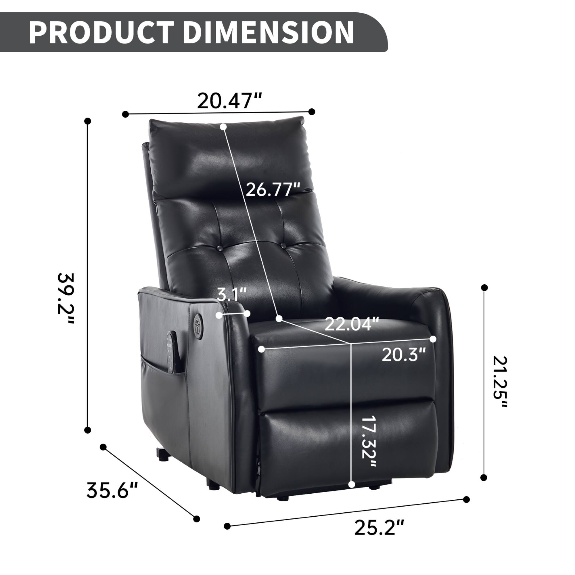 PRODUCT DIMENSION

- Width: 20.47"
- Depth: 26.77"
- Height: 39.2"
- Seat Height: 35.6"
- Armrest Height: 3.1"
- Seat Depth: 22.04"
- Seat Width: 20.3"
- Back Height: 21.25"
- Armrest Width: 17.32"
- Overall Width: 25.2"