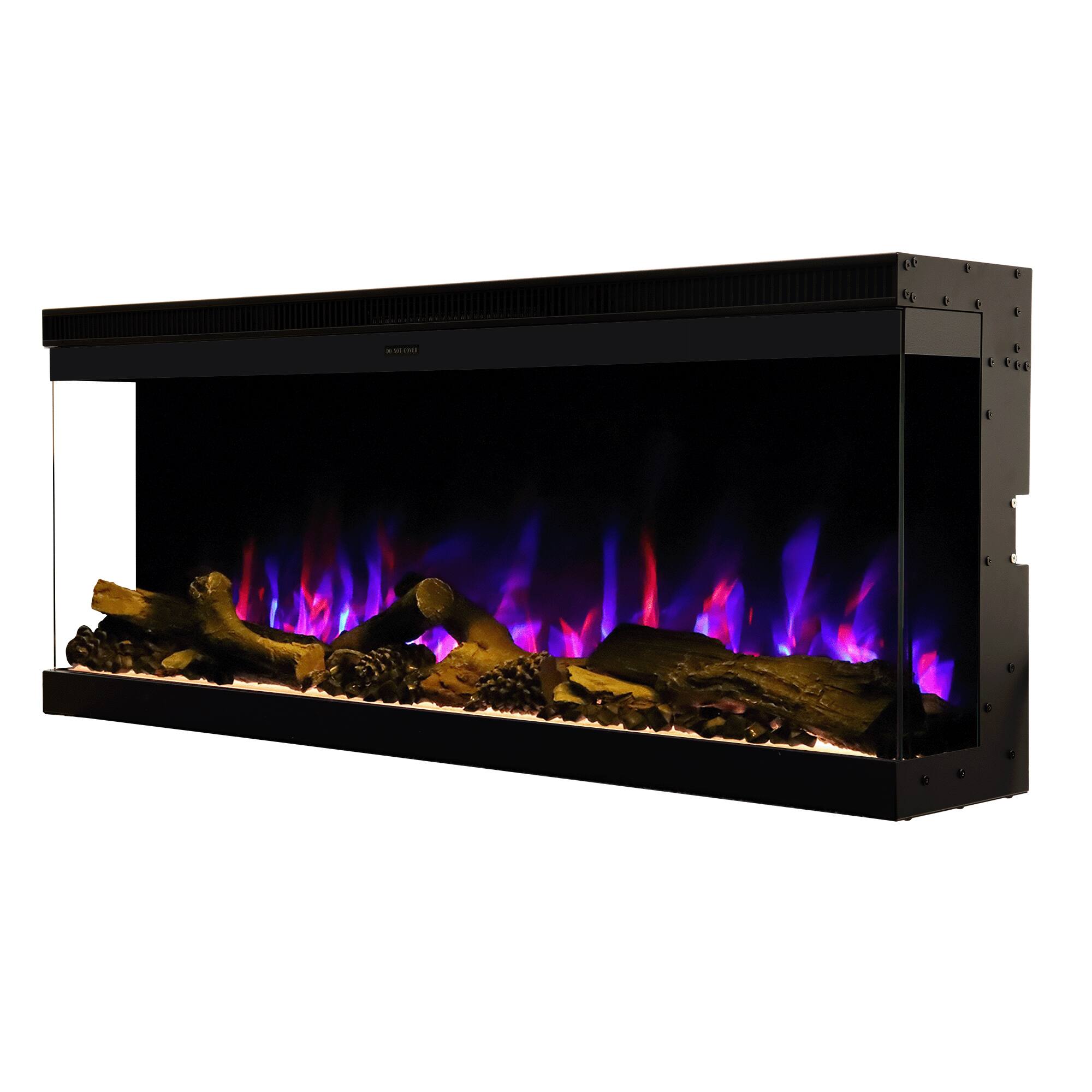 Alt View 4. Ihomeadore - 60 Inch Smart Electric Fireplace, 1500W Recessed or Wall Mounted Fireplace with Voice and App Control, 14 Flame Colors - Black.
