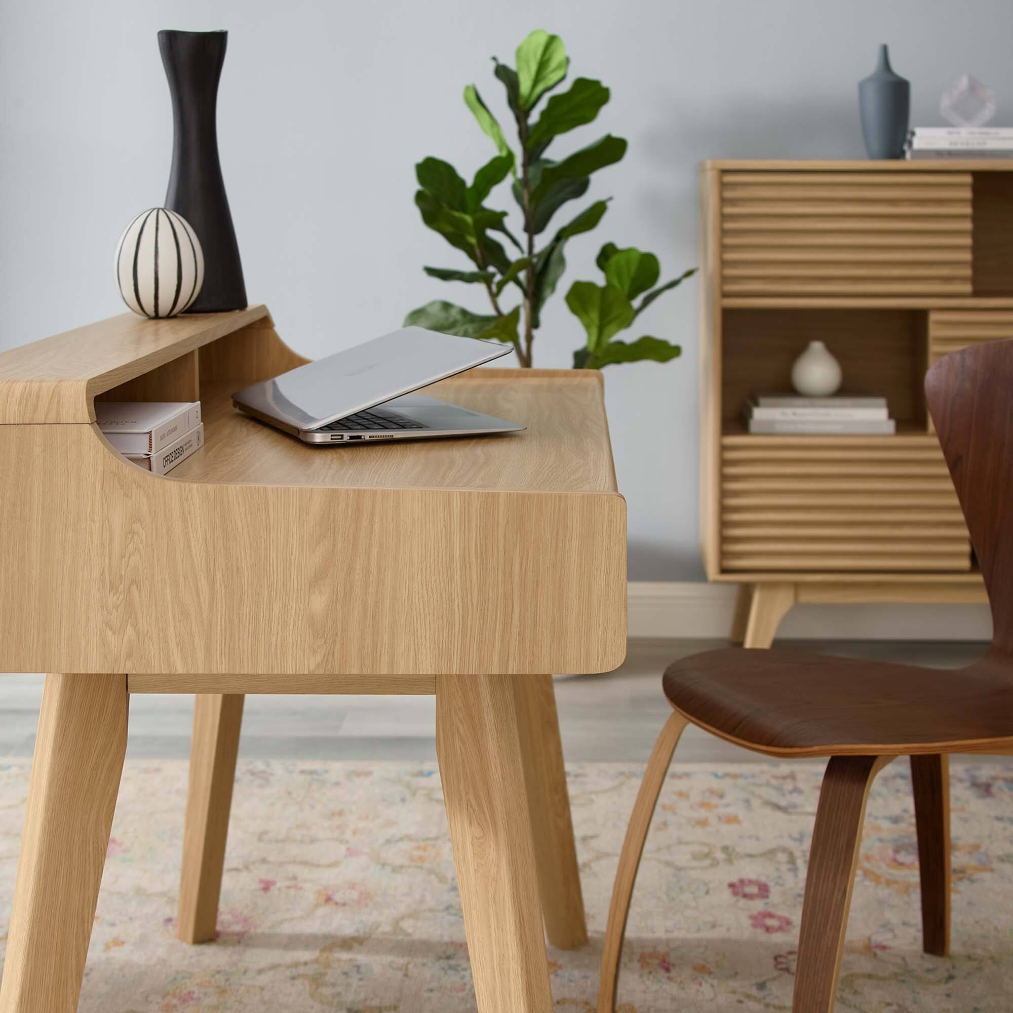 Back. Modway - Render Writing Desk by Modway - Oak.
