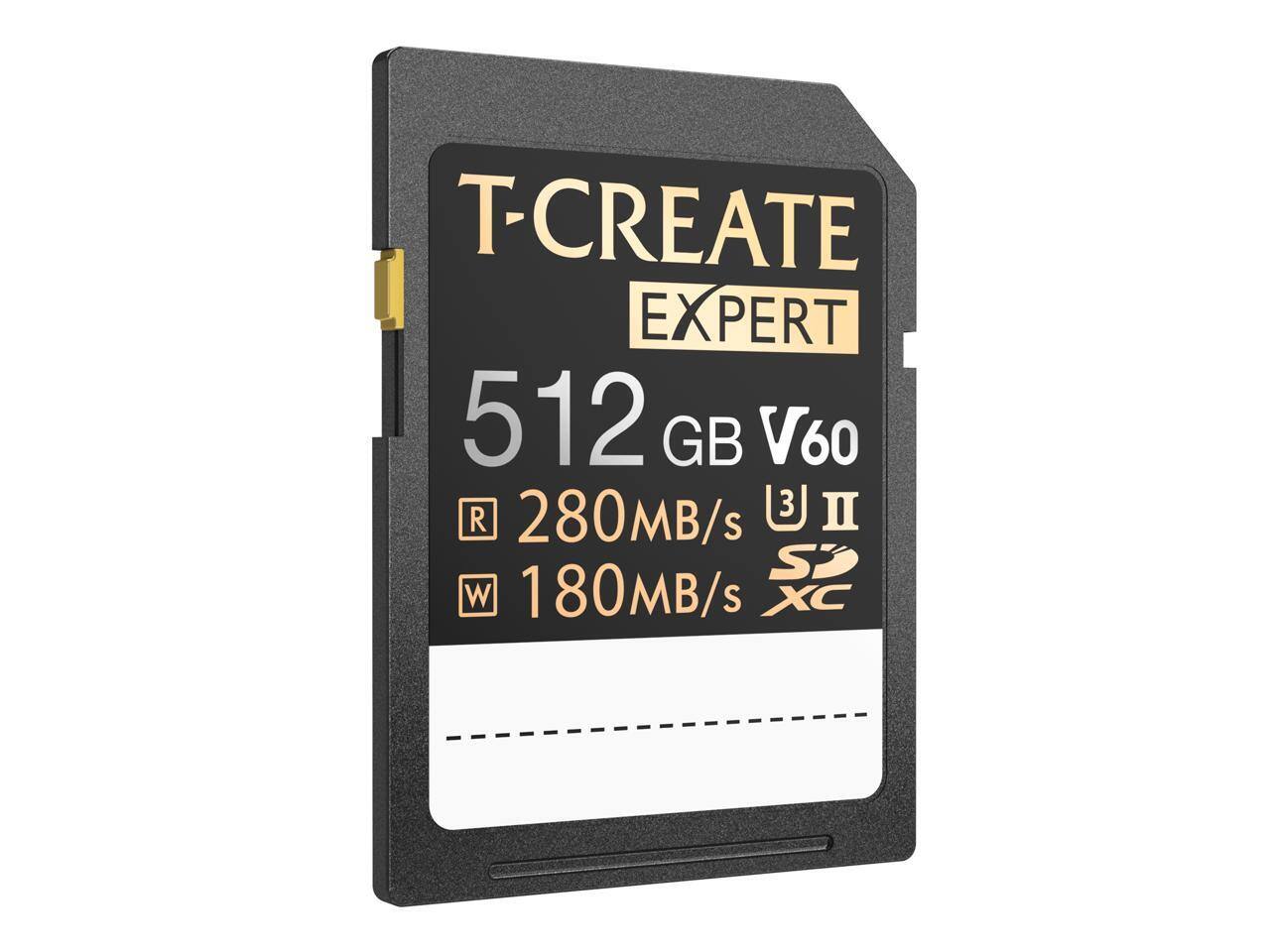 T-CREATE EXPERT 512 GB V60  
R: 280MB/s  
W: 180MB/s  
SD XC