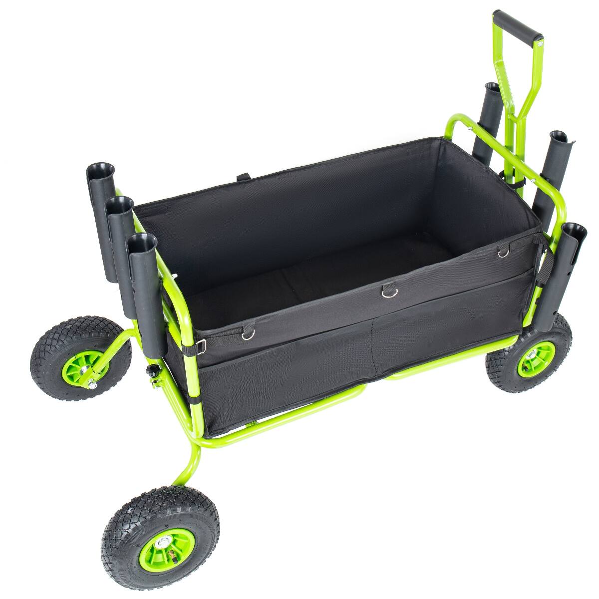 Alt View 6. Loheer - Loheer Collapsible Fishing Cart with Nine Inch All Terrain Wheels, Steel Beach Wagon with Rod Holders, Green and Black.