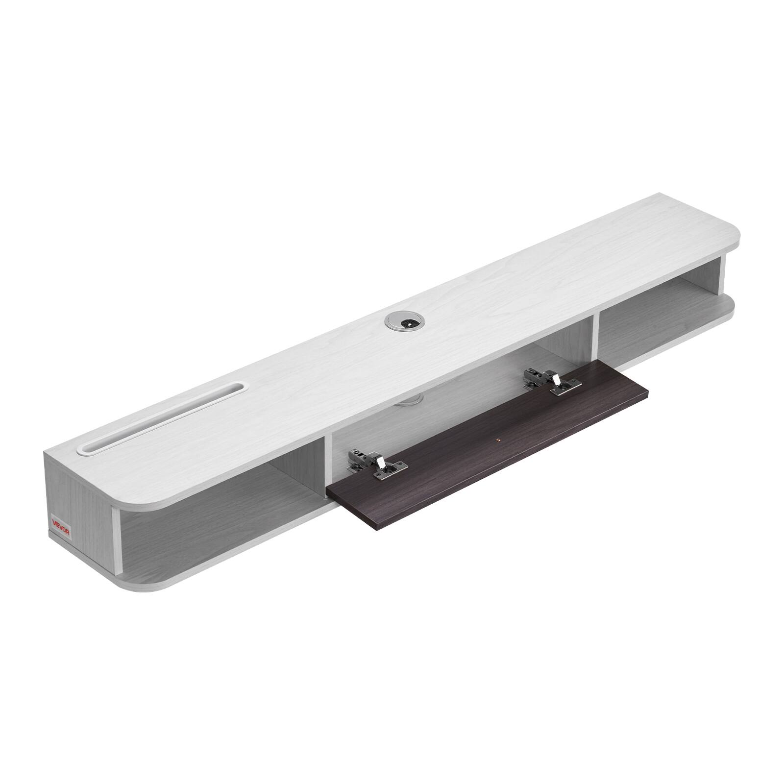 Alt View 5. VEVOR - Floating TV Stand, 55 in Wall Mount Entertainment Center with Cable Hole, Modern Floating TV Shelf with Storage Cabinet - White, Wood Color.