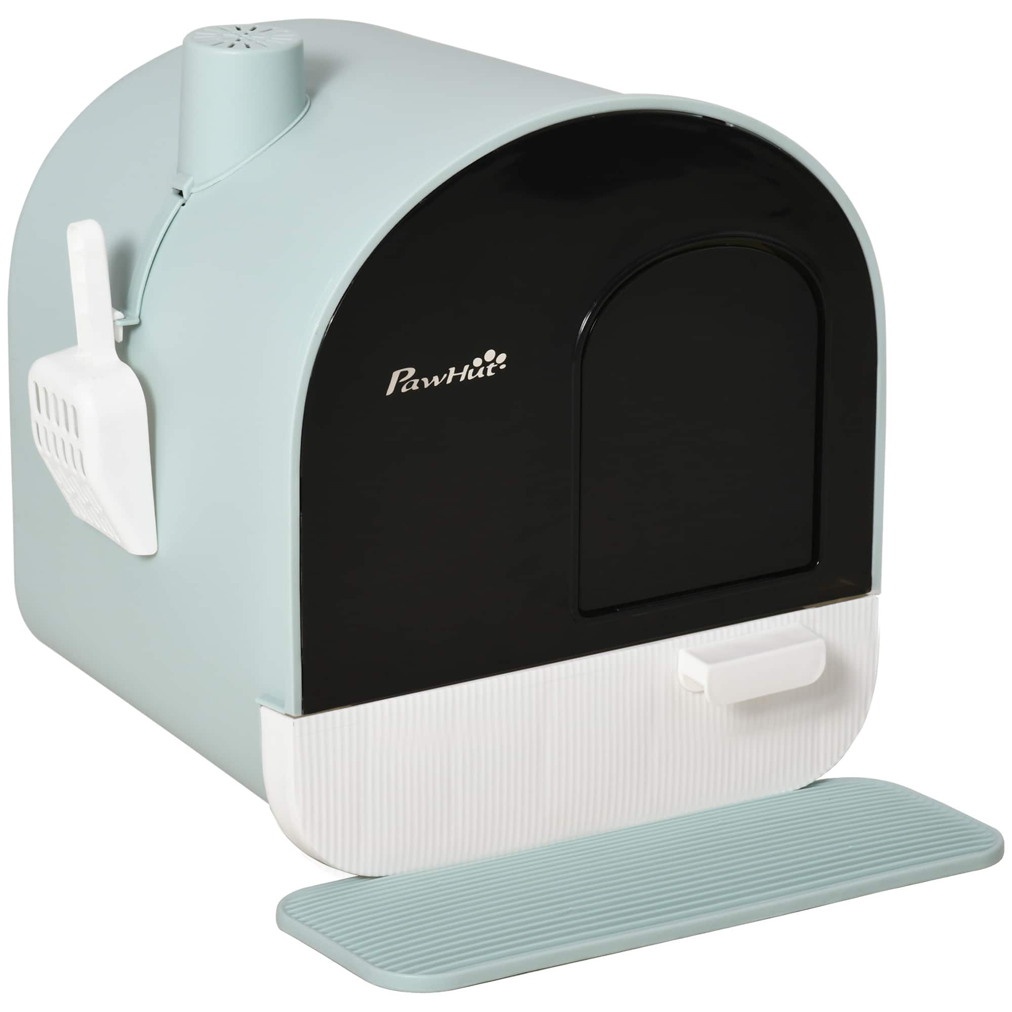 Pawhut - Cat Litter Box with Lid, Covered Litter Box for Indoor Cats with Tray, Scoop, Filter, 17" x 17" x 18.5" - Green