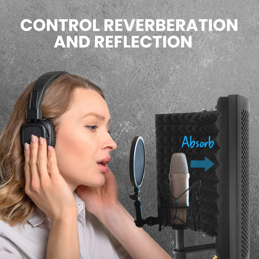 Panel Microphone Pyle Microphone Isolation Shield 3 Panel Noise Absorbing Record Booth ...