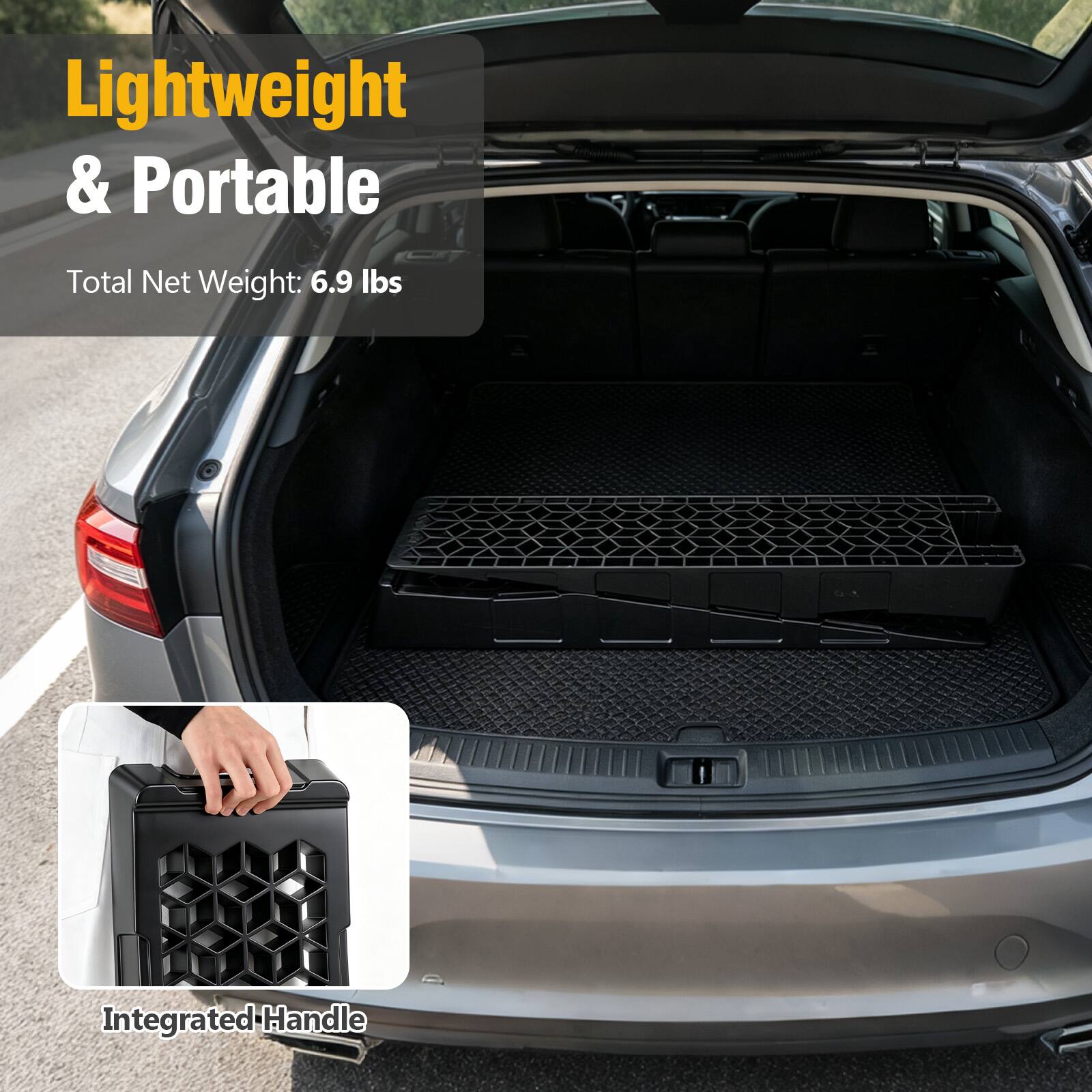 Lightweight & Portable  
Total Net Weight: 6.9 lbs  
Integrated Handle