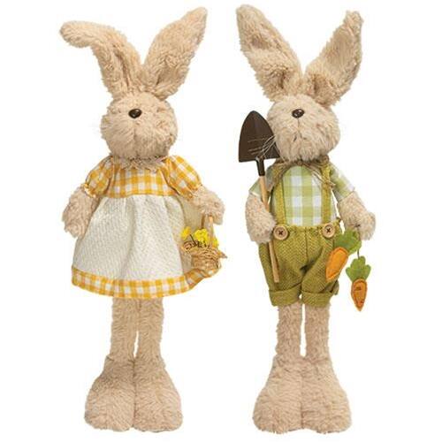 Front. BreeBe - *Standing Mr & Mrs. Garden Bunny 2 Asstd. - Multi.