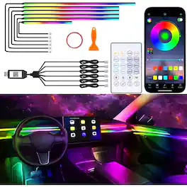 PARKER SLATER - Acrylic Car Interior Lights, 6-in-1 Ambient Lighting Kit with APP/Remote Control & Music Mode - Dreamcolor