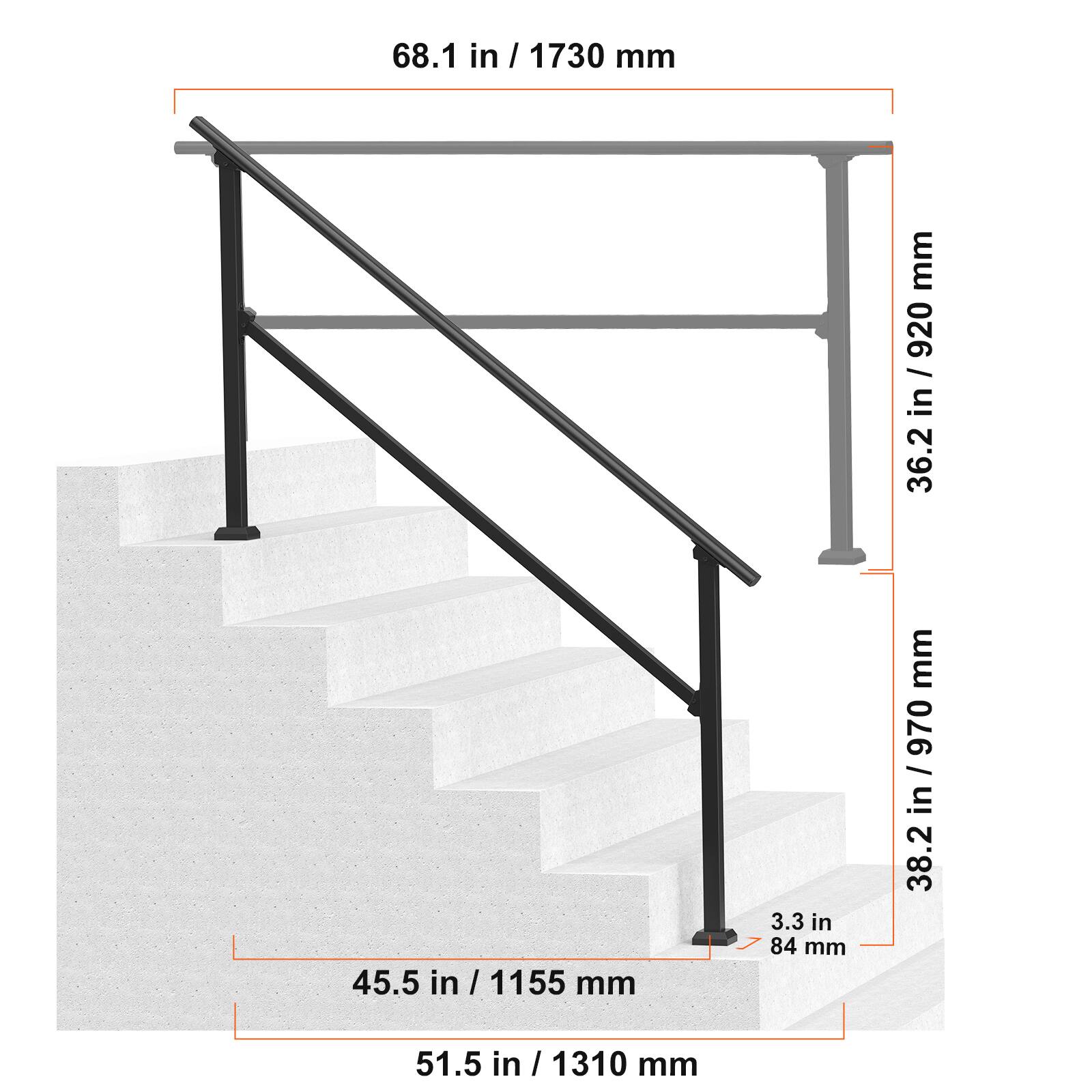 68.1 in / 1730 mm

36.2 in / 920 mm

45.5 in / 1155 mm

3.3 in / 84 mm

38.2 in / 970 mm

51.5 in / 1310 mm