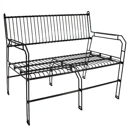 Front. Sunnydaze - 2-Person Steel Wire Indoor and Outdoor Patio Bench - Black.