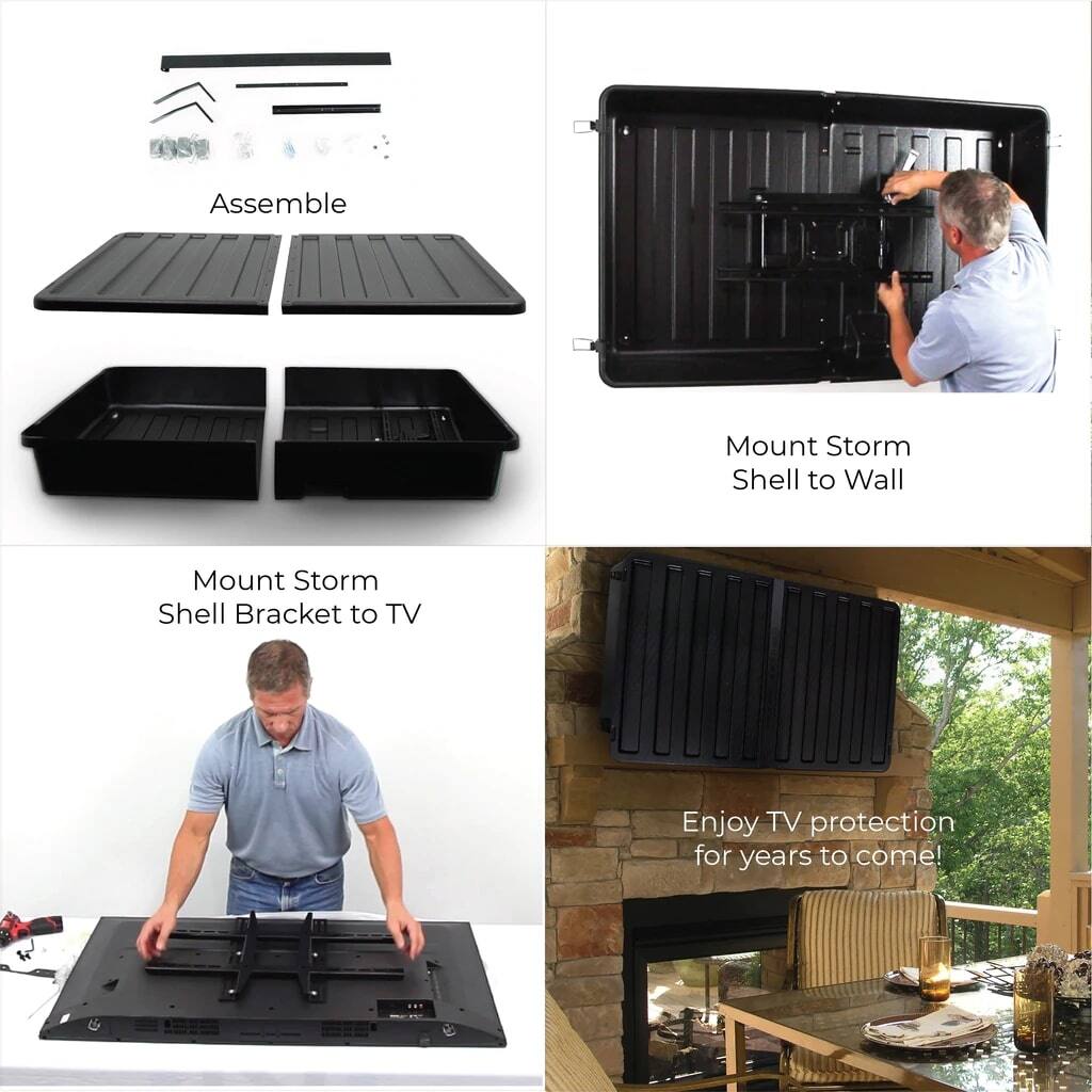 Alt View 1. Heat Storm - Storm Shell Weatherproof 55" Outdoor TV Enclosure - Black.