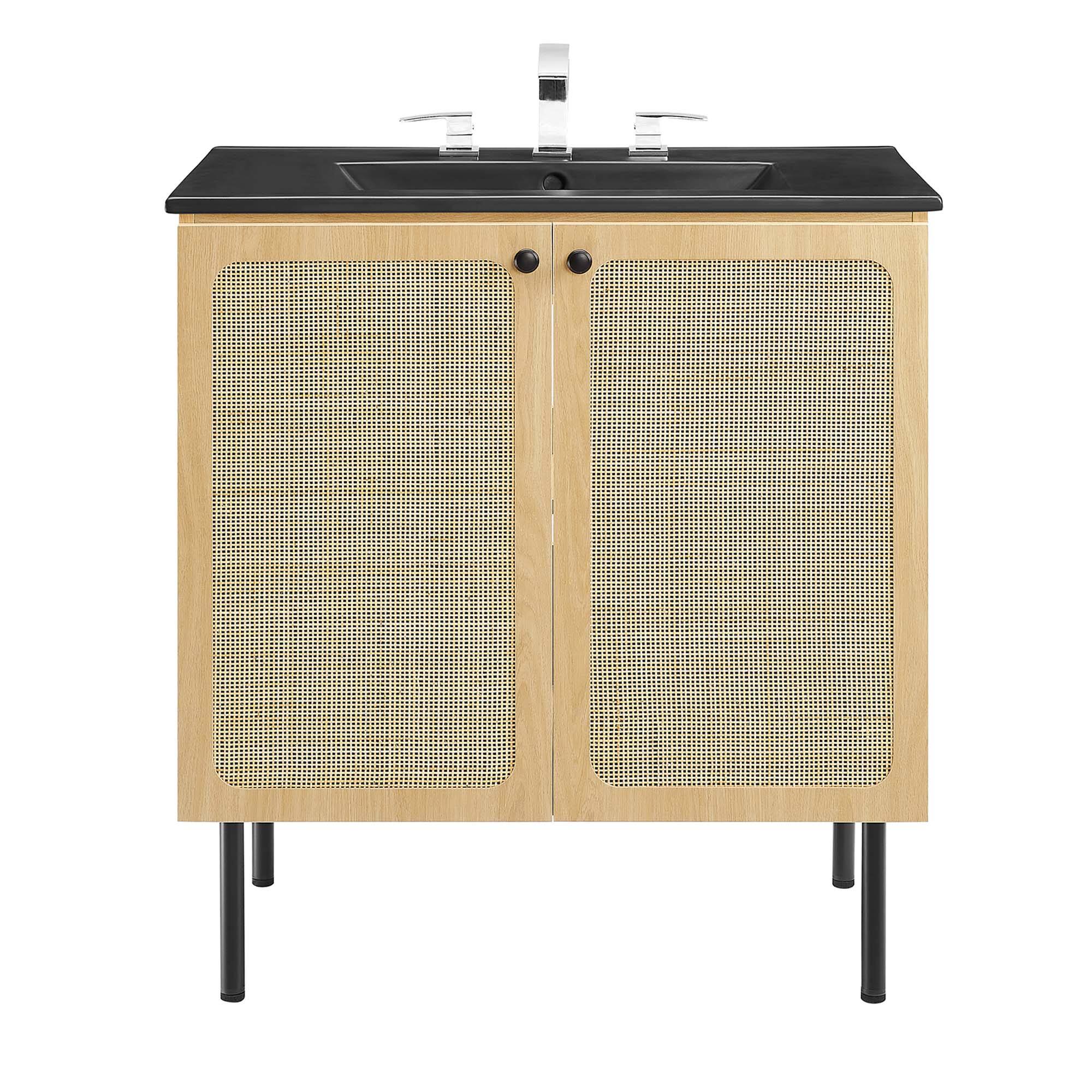 Alt View 7. Modway - Chaucer Bathroom Vanity with Black Basin Included by Modway - Oak Black.