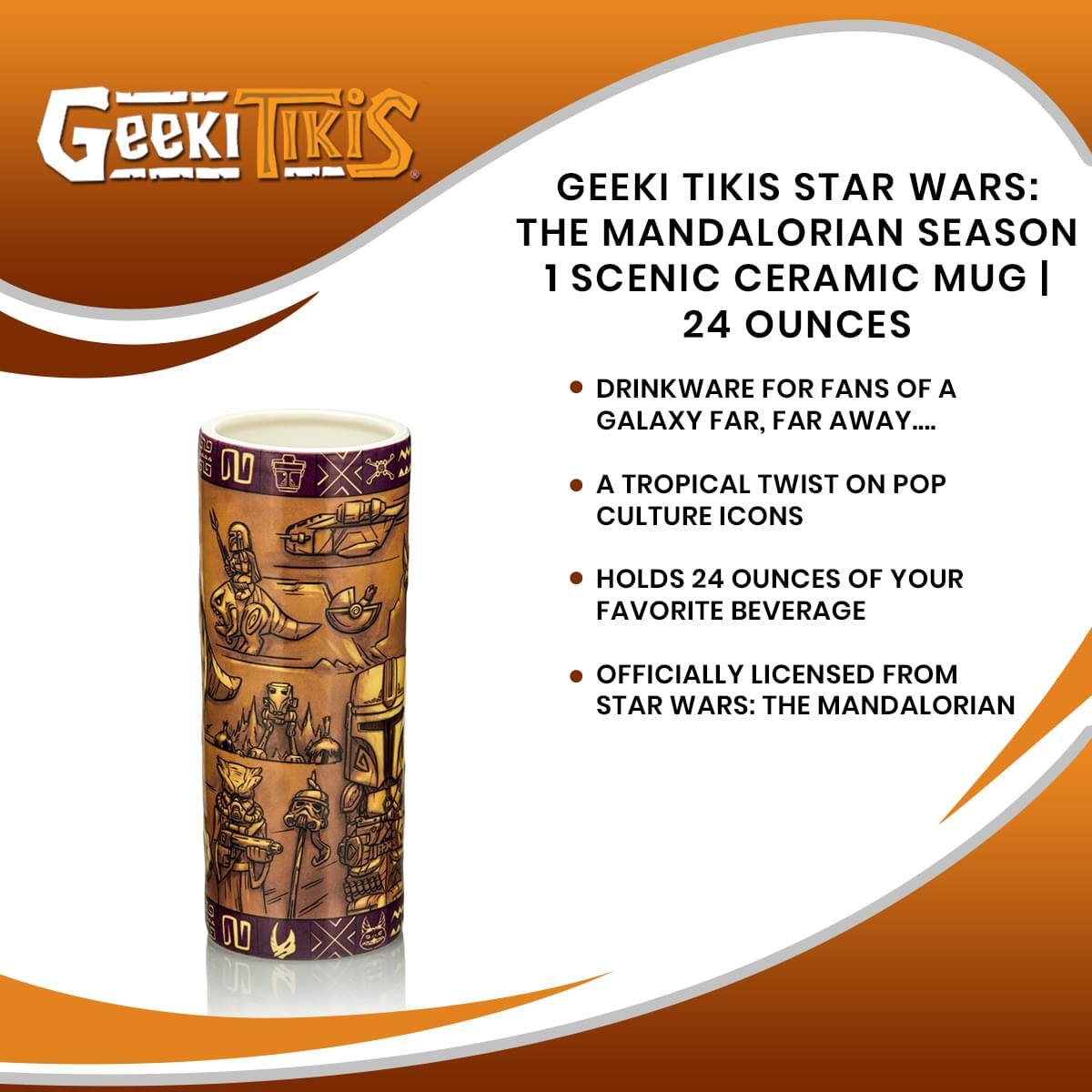 Geeki Tikis Star Wars: The Mandalorian Season 1 Scenic Ceramic Mug | 24 Ounces

- Drinkware for fans of a galaxy far, far away...
- A tropical twist on pop culture icons
- Holds 24 ounces of your favorite beverage
- Officially licensed from Star Wars: The Mandalorian