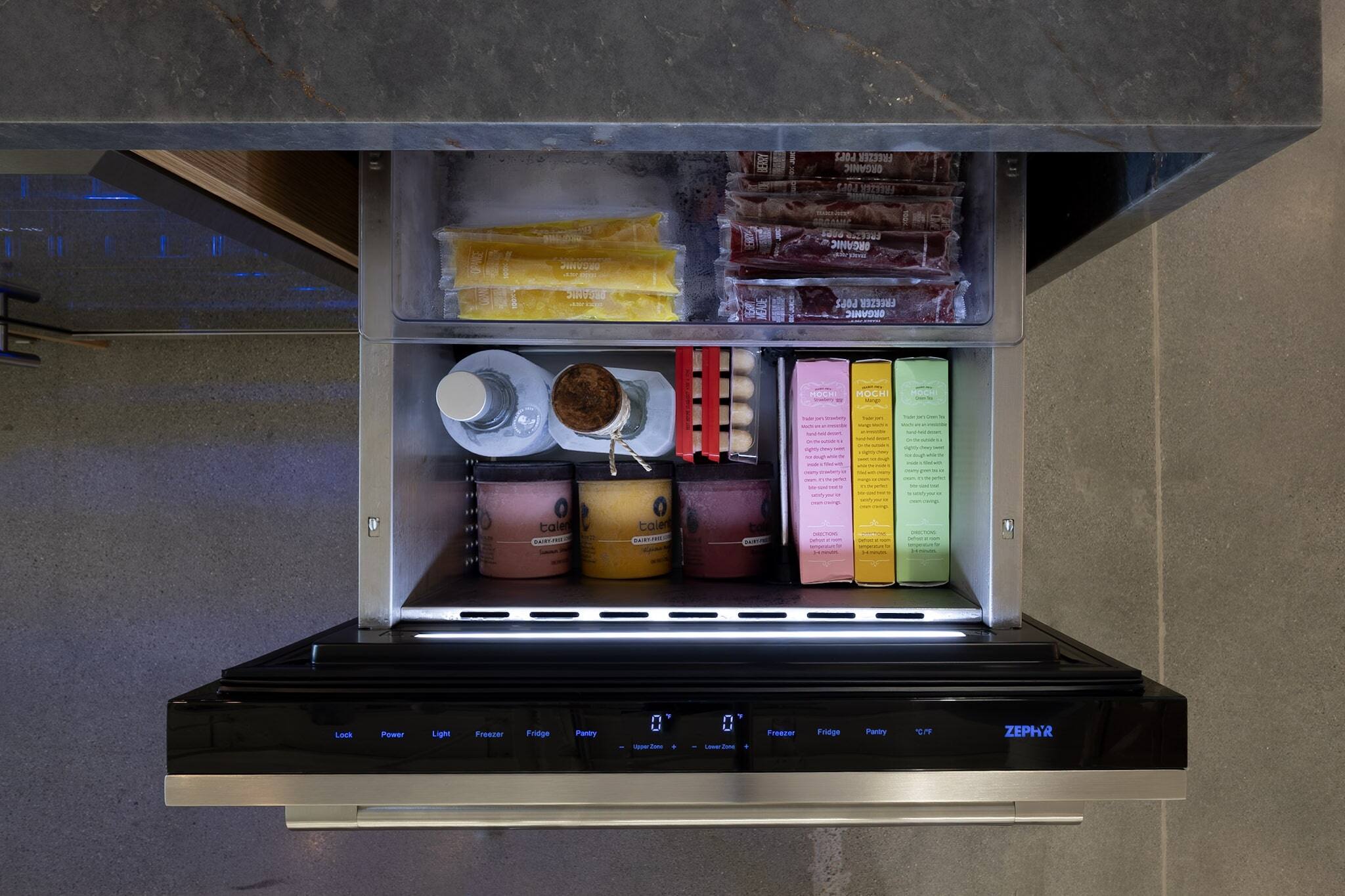 AE POPS FREZER ORGANIC EML 721193 SHDH 100 Bo R O ORGANIC pRVE ORGAMIC MEAE sada FREEZER ORGANIC mosen MOCHI m 2Ote - tale DAR talen BAIE Lock Power Light Prescer Fridge Pantry 0 - tae 0 - tune Freazer Fridge Pantry  ZEPHR