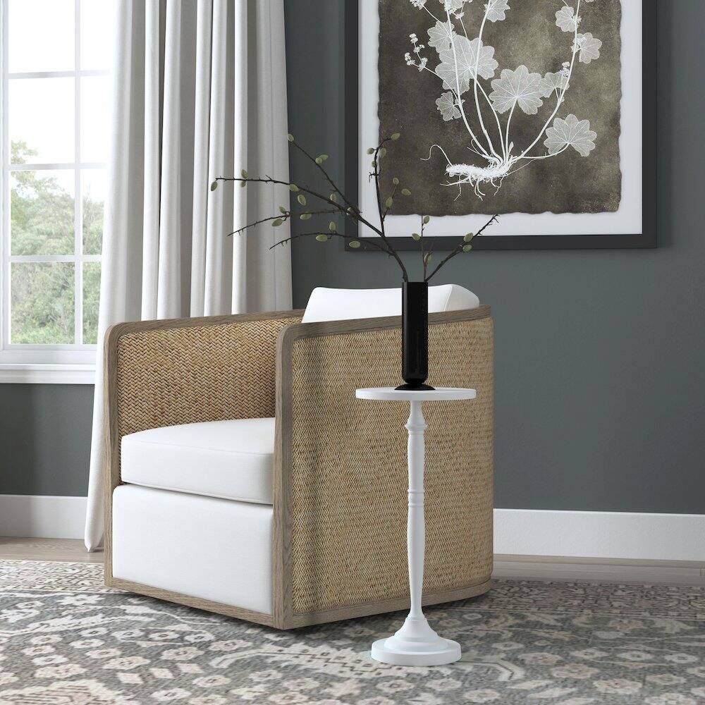 Alt View 2. Butler Specialty - Landon Outdoor Round Metal Pedestal Side Table - Ivory.