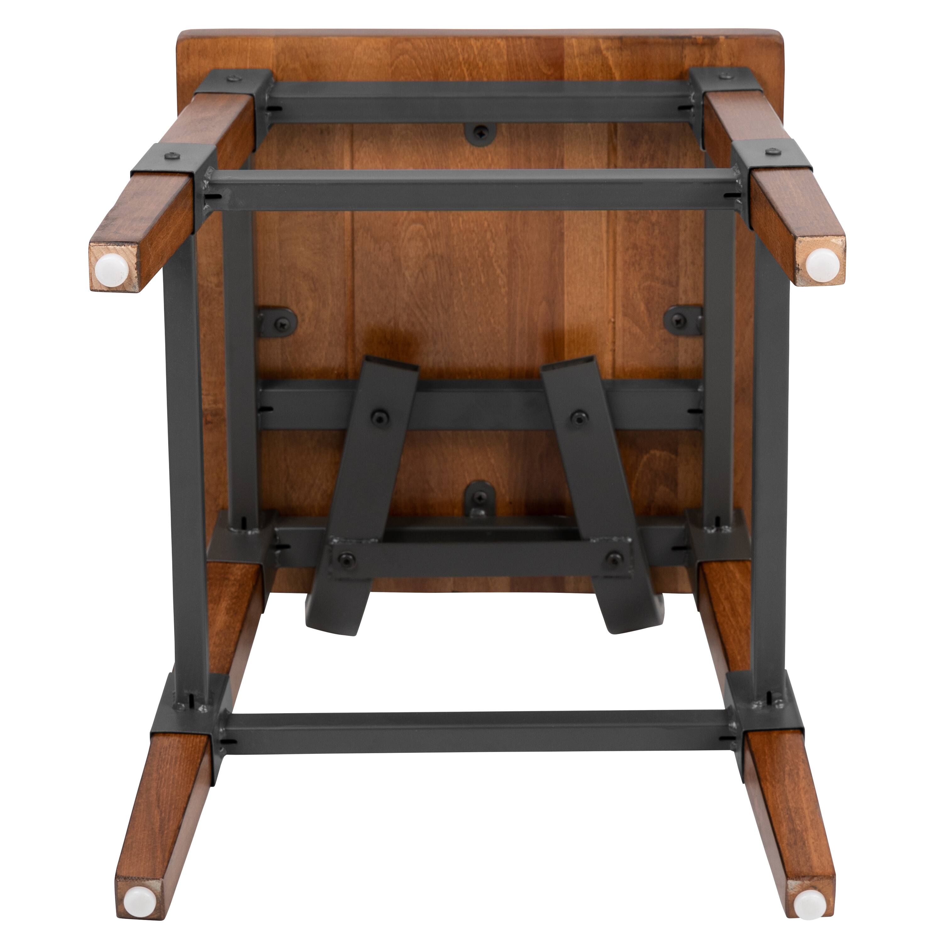 Alt View 10. Emma + Oliver - 4 Pack Commercial Grade Rustic Antique Industrial Style Wood Dining Chair - Walnut.