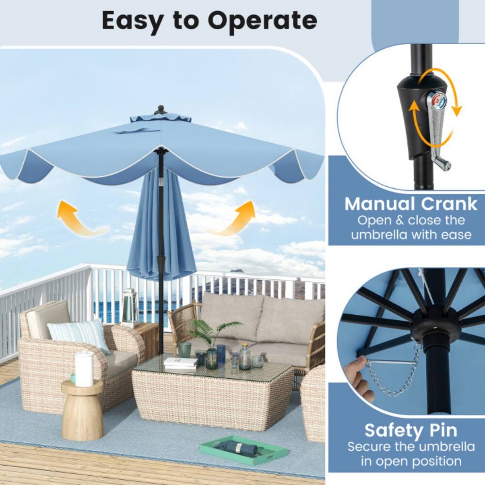 Easy to Operate

Manual Crank
Open & close the umbrella with ease

Safety Pin
Secure the umbrella in open position
