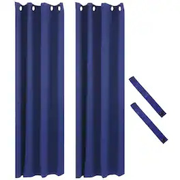 Sunnydaze - Outdoor Blackout Curtain Panel - 52 in x 84 in - Set of 2 - Blue