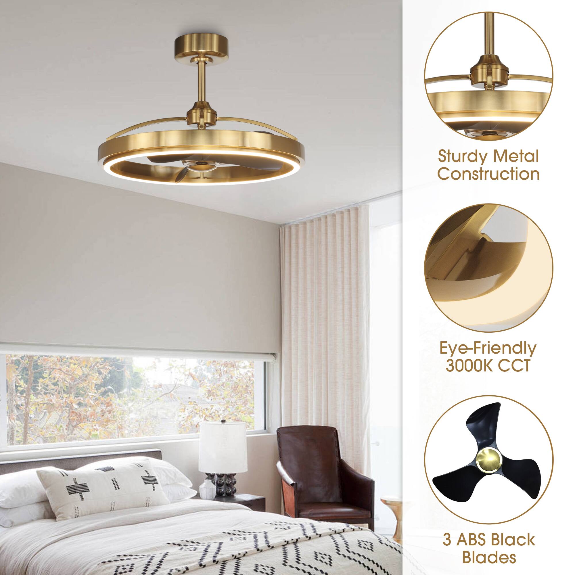 Sturdy Metal Construction  
Eye-Friendly 3000K CCT  
3 ABS Black Blades