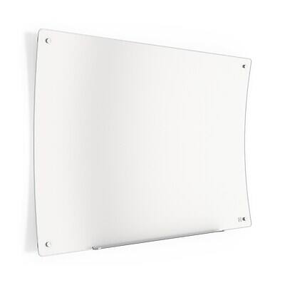 Front. TRU RED - Ergonomic Curved Magnetic Glass Dry-Erase Whiteboard, 4' x 3'.