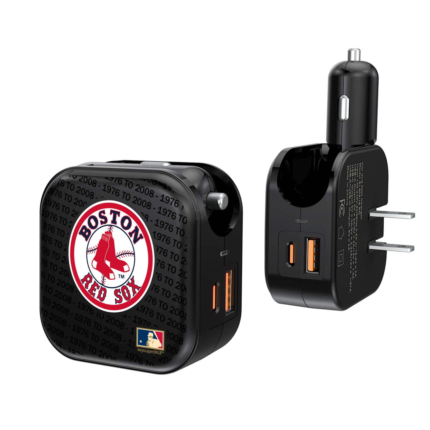 Keyscaper - Boston Red Sox Logo Dual Port USB Car & Home Charger - Multicolor