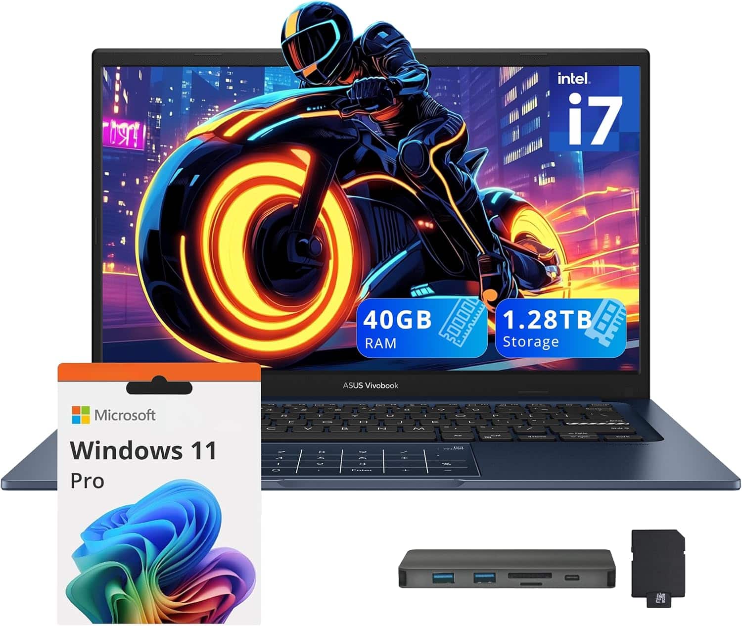 Intel i7
40GB RAM
1.28TB Storage
ASUS Vivobook
Microsoft Windows 11 Pro