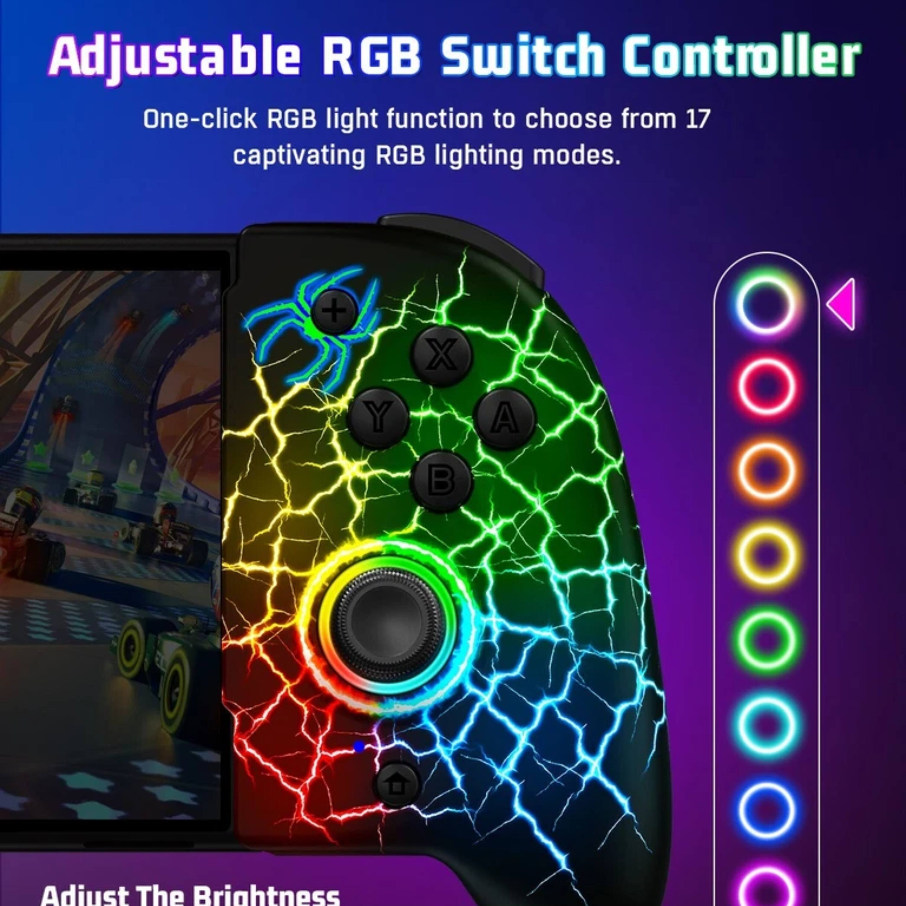 Adjustable RGB Switch Controller  
One-click RGB light function to choose from 17 captivating RGB lighting modes.  

Adjust The Brightness