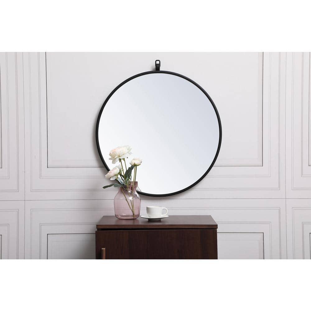 Elegant Decor - Metal frame round mirror with decorative hook 21 inch - Black price history on PriceWatchPro