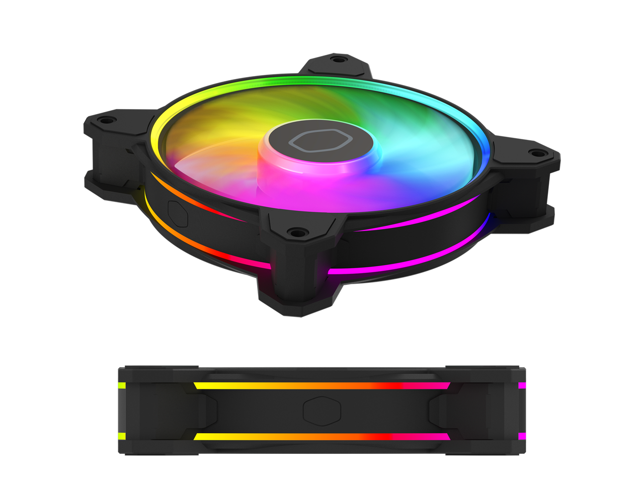 Alt View 2. Cooler Master - Cooler Master MasterFan MF120 Halo² 3in1 Fan, Dual ARGB, PWM 120mm, Air Balance (MFL-B2DN-213P2-R2) - RGB.