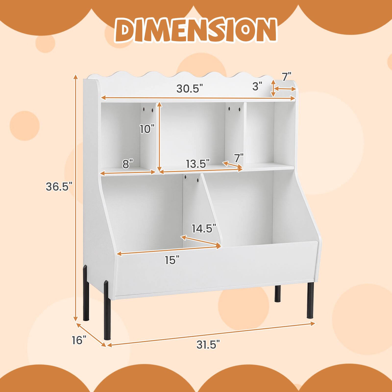 DIMENSION 30.5" x 3" x 7" x 10" x 8" x 13.5" x 7" x 36.5" x 14.5" x 15" x 16" x 31.5"