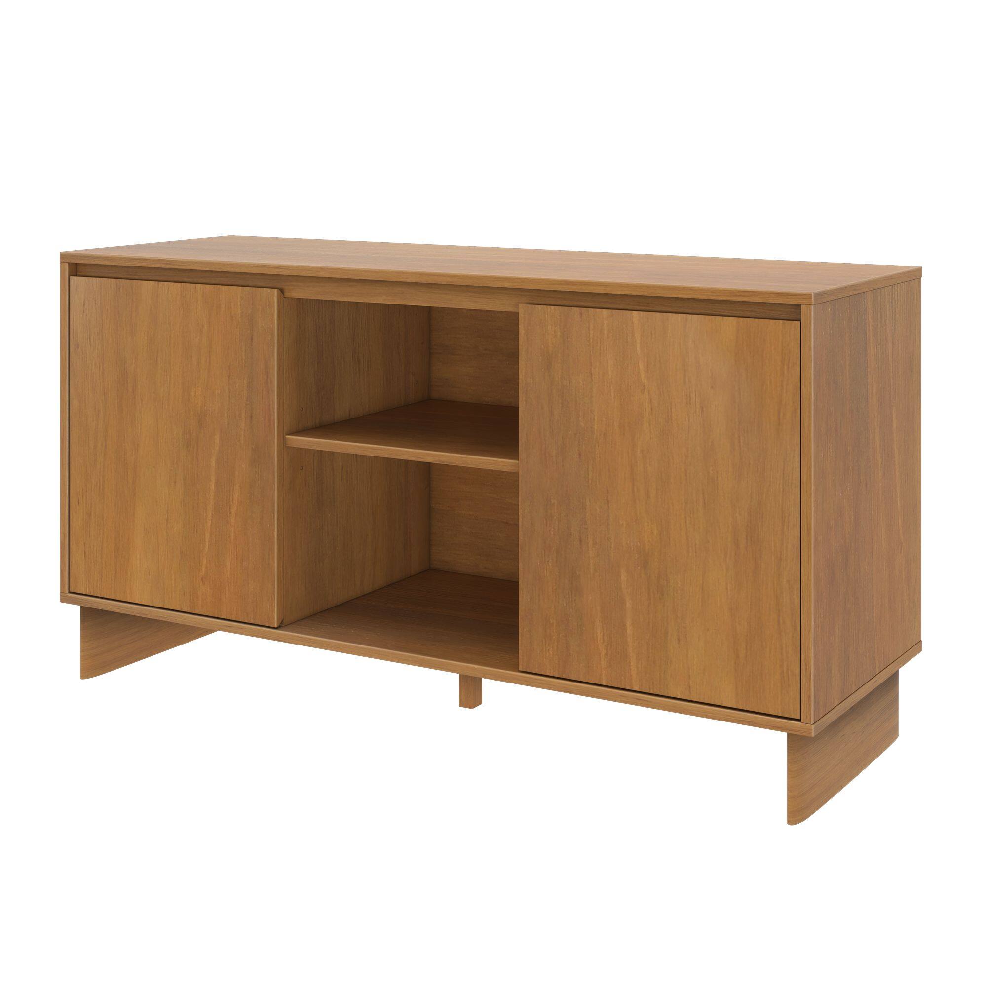 Alt View 9. Plank+Beam - Modern TV Stand/Sideboard, 2 Door w/ Middle Shelf  (1499 x 406 x 762mm / 59 x 16 x 30in), Pecan - Pecan.