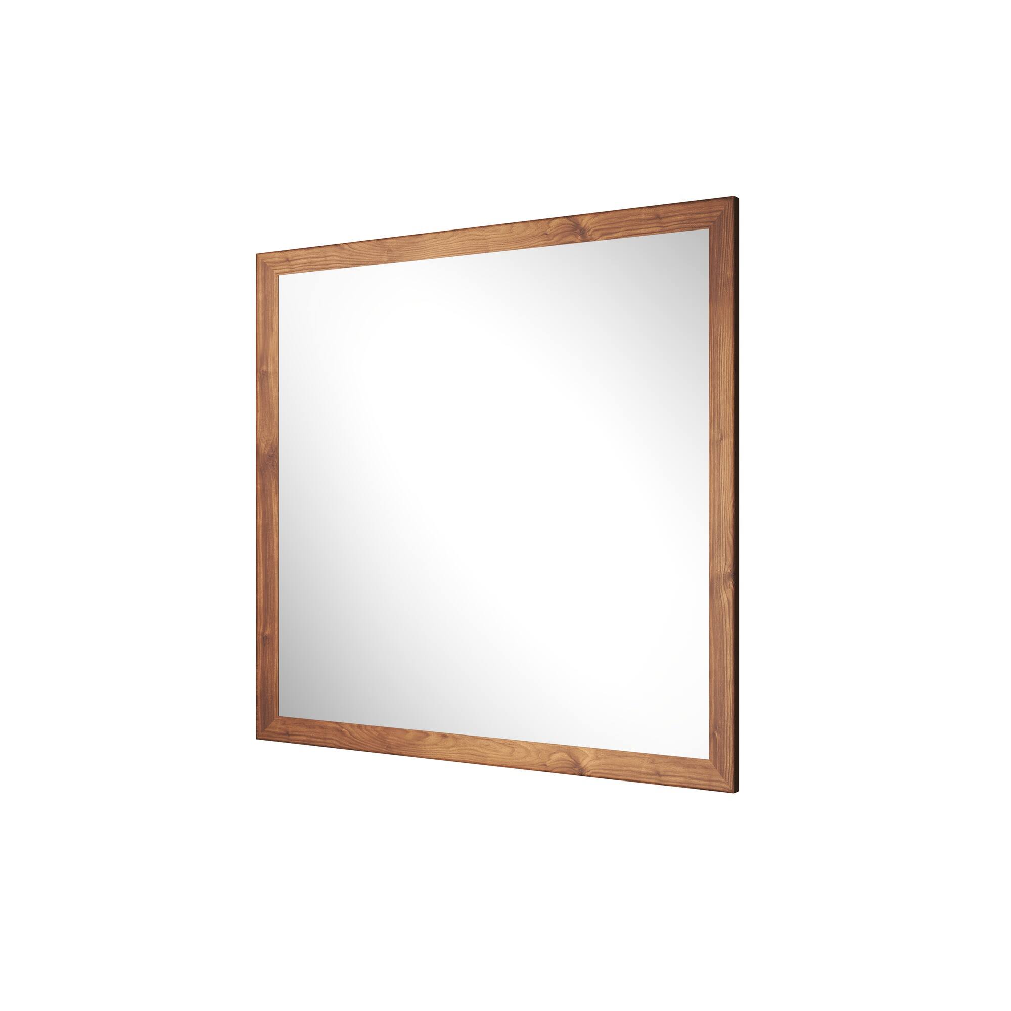 Alt View 1. Boyel Living - 38 in W x 40 in L Dark Wood Grain Rectangular Slanted Edge Aluminum Framed Wall Bathroom Vanity Mirror.