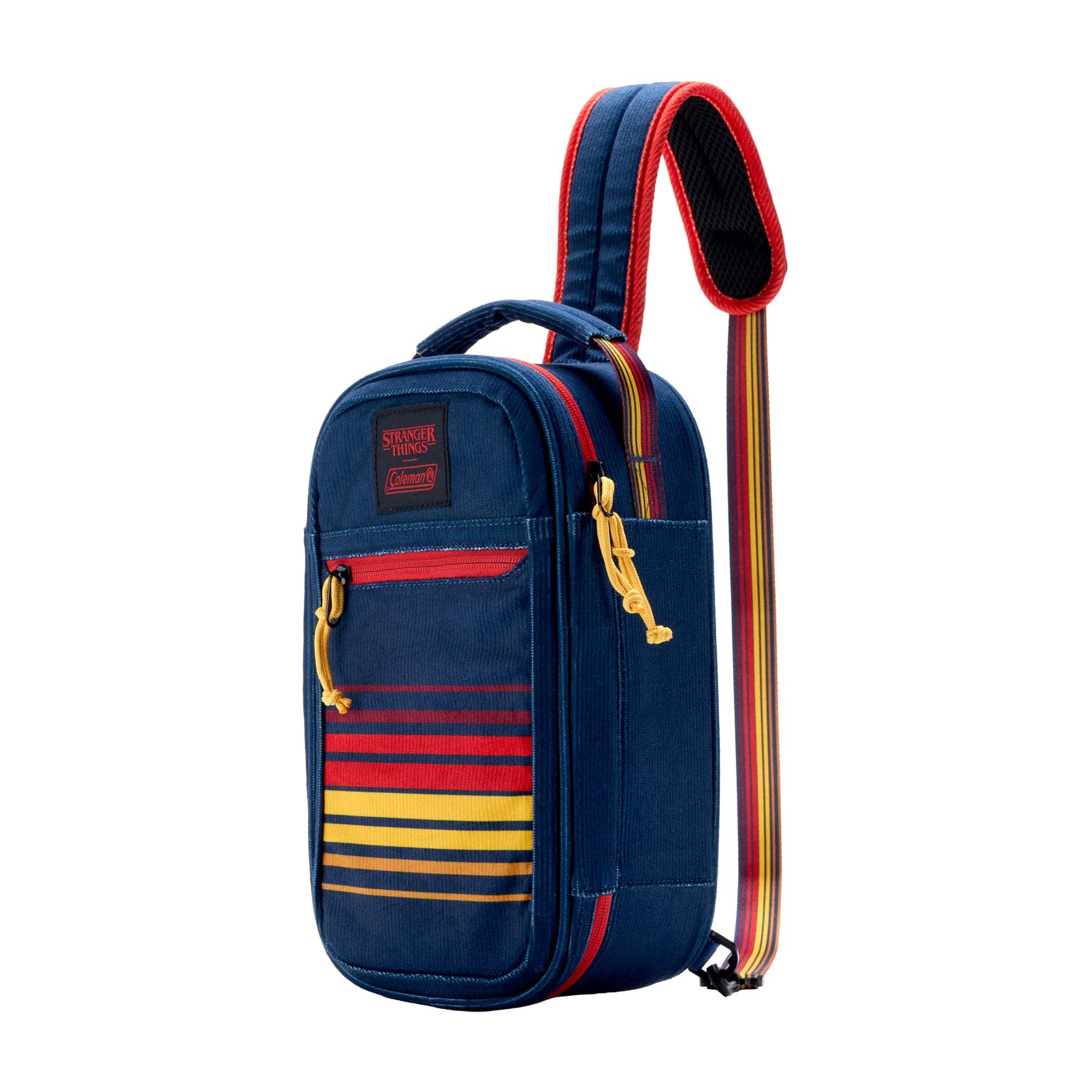 Coleman - Stranger Things 6-Can Convertible Soft-Sided Cross-Body Cooler Sling - Navy Blue Stripe