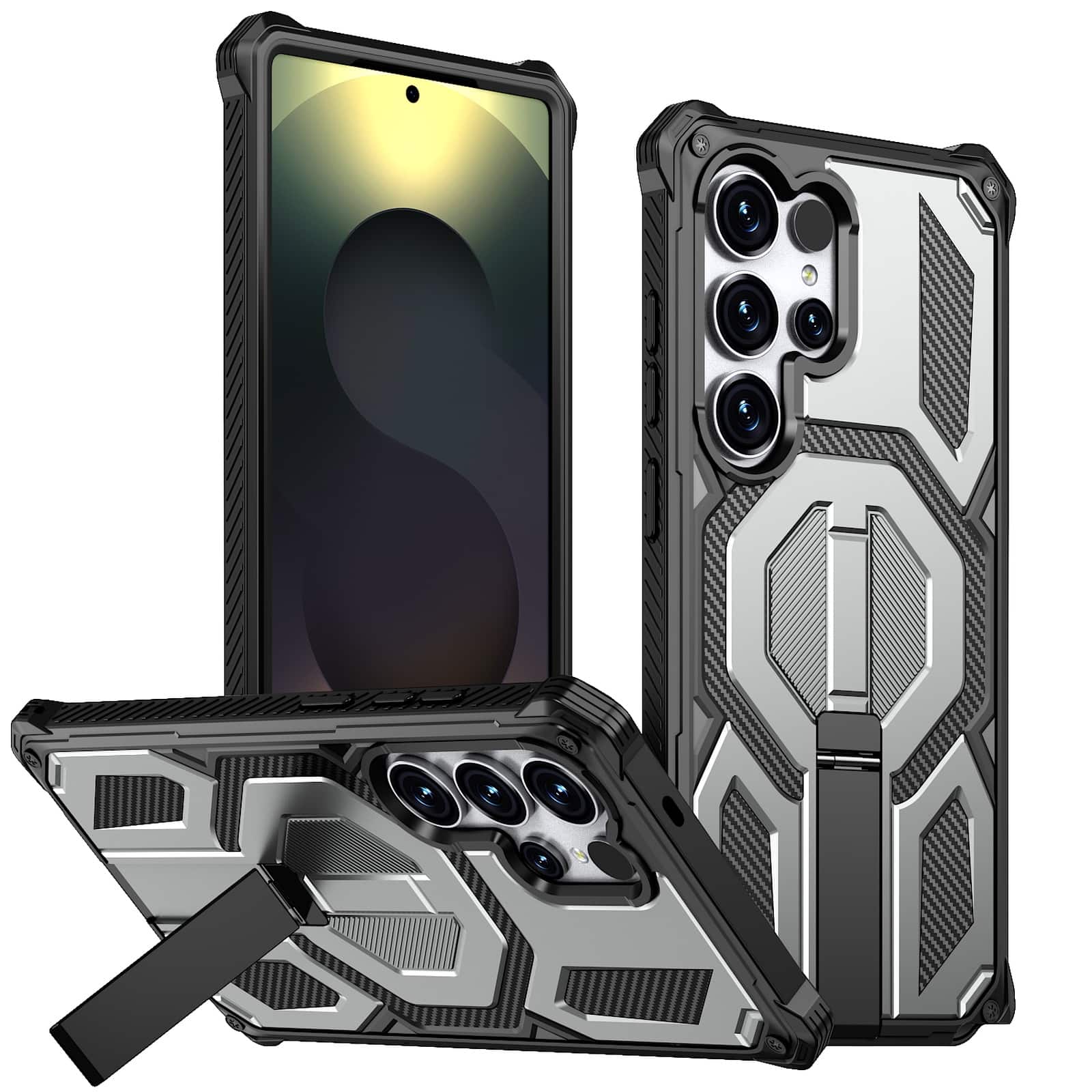 Dteck - Heavy Duty Rugged Magnetic Case For Samsung Galaxy S26 Ultra, Foldable Kickstand Shockproof Protection Cover - Gray price history on PriceWatchPro