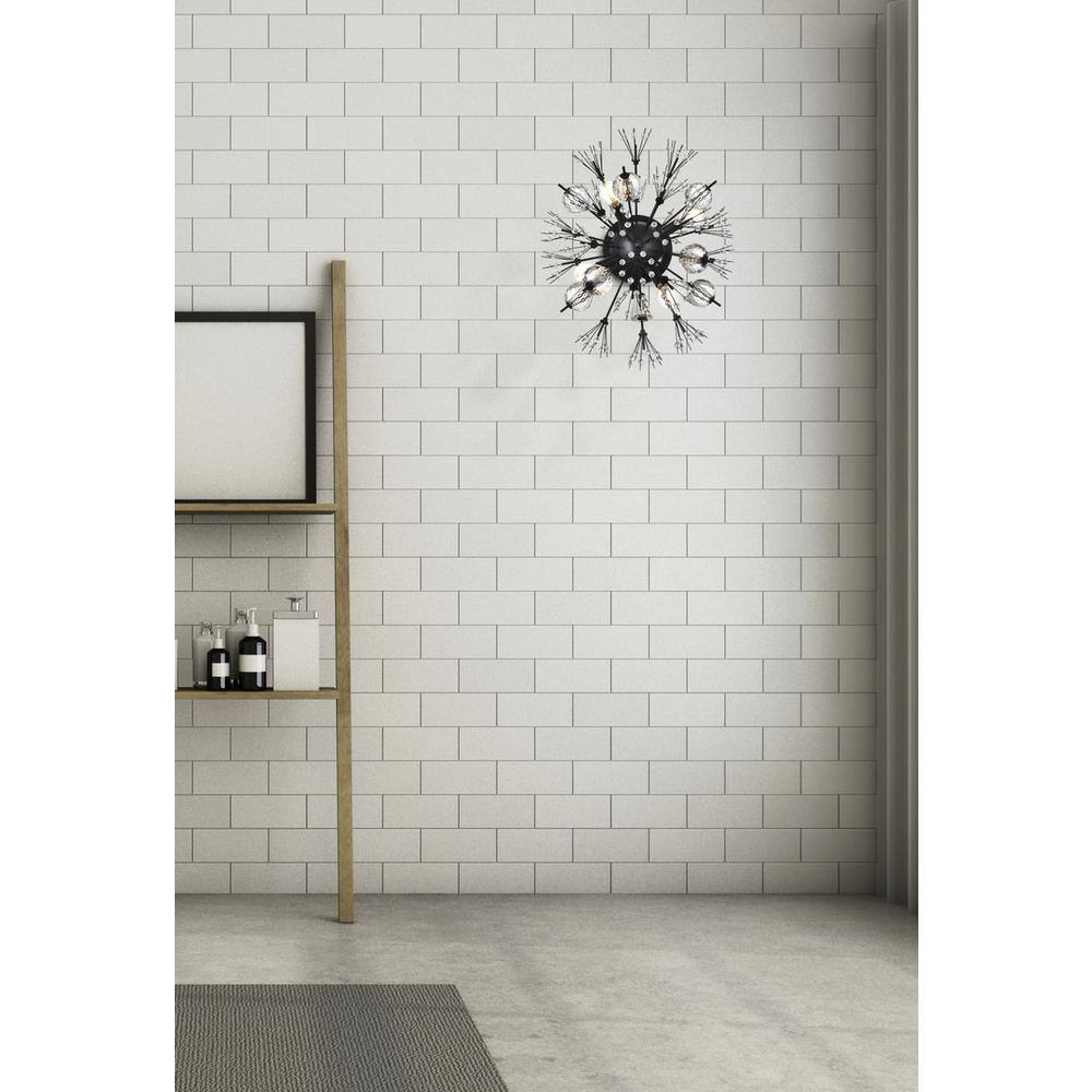 Elegant Lighting Vera 19 Inch Crystal Starburst Wall Sconce In Black ...