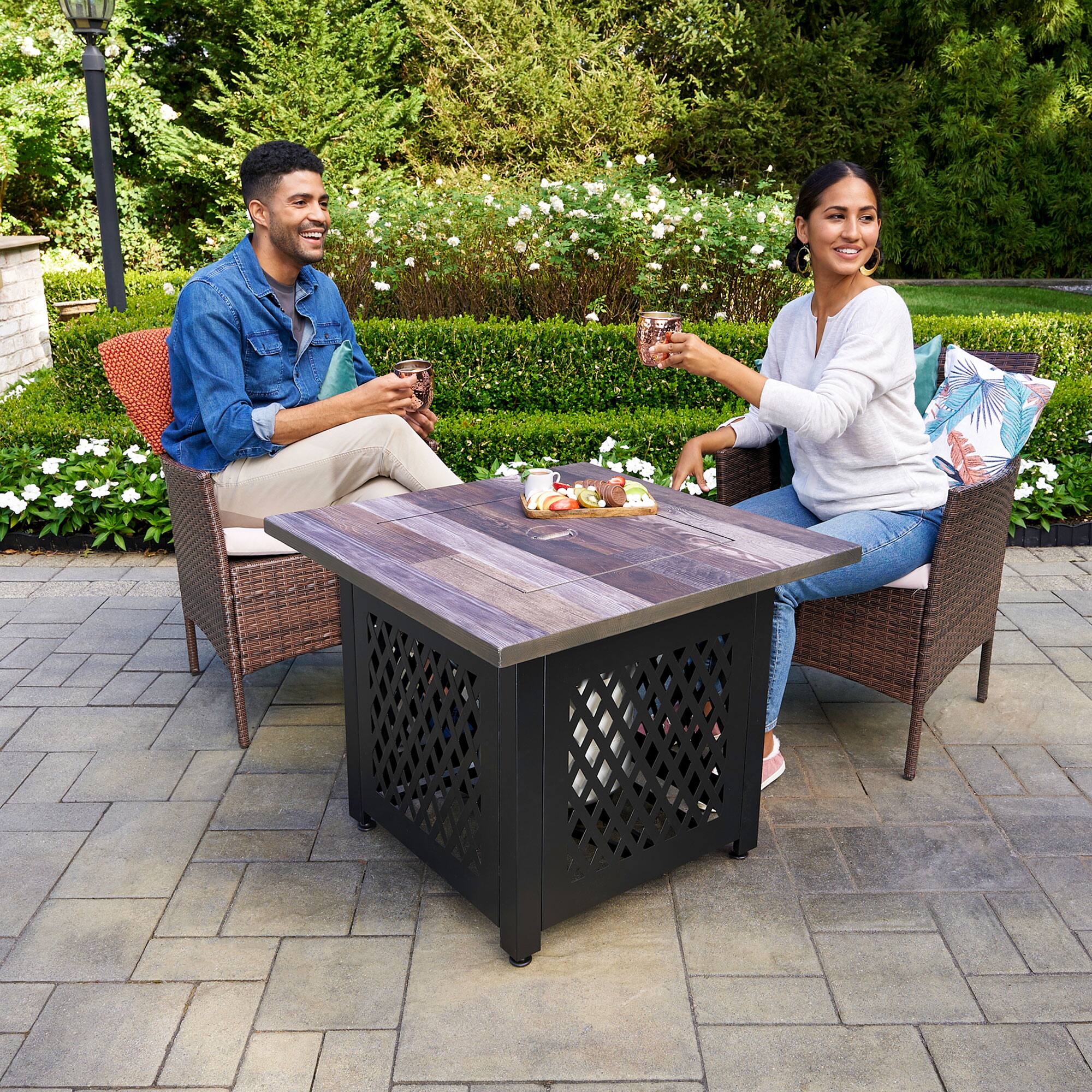Alt View 10. Endless Summer - Endless Summer Nate 30 Inch Square Outdoor UV Printed LP Gas Fire Pit Table - Multicolor.