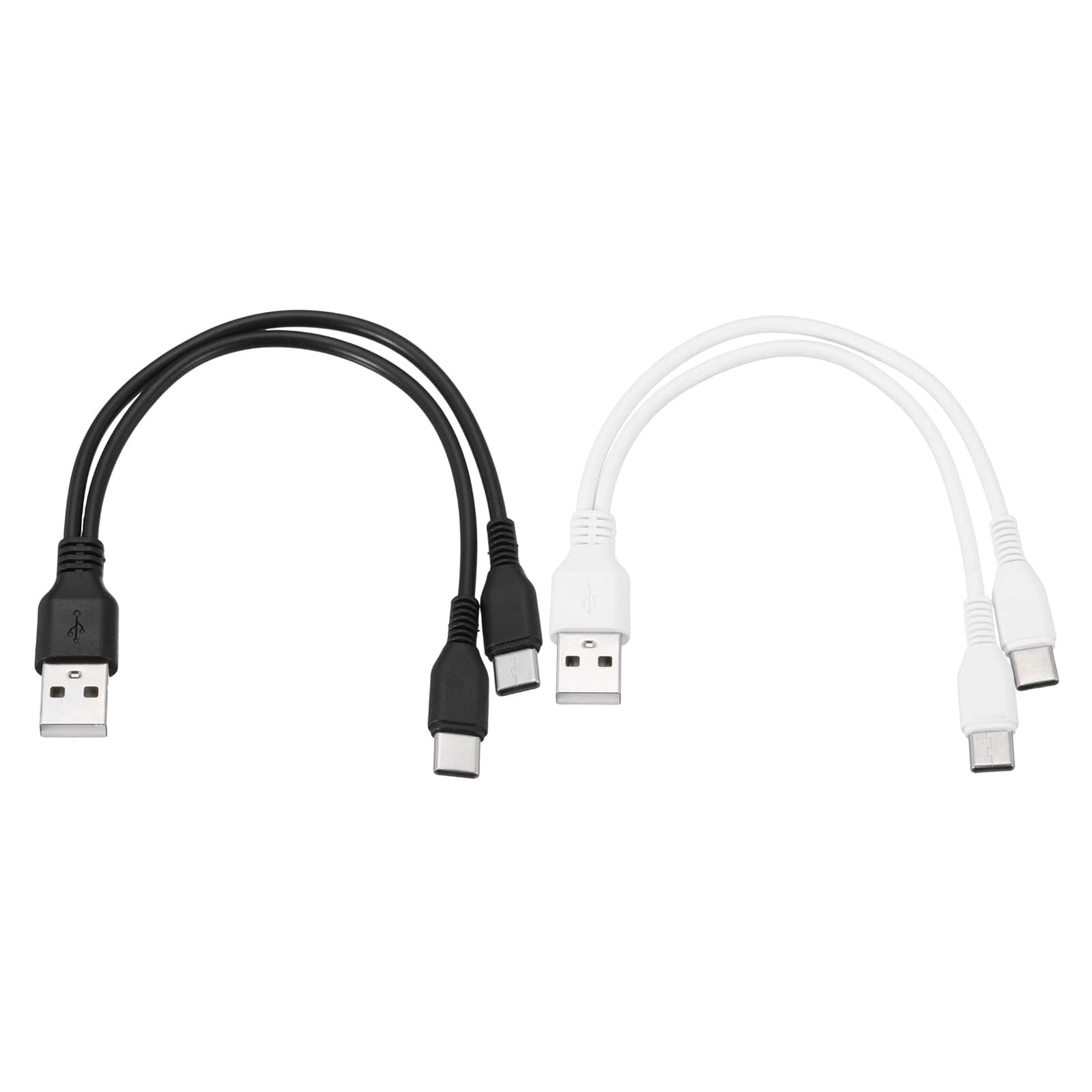 Unique Bargains - Multi USB A to 2 USB-C Splitter, 2-in-1, 8in, 5V 2A, 2pcs - for Phone/Power Bank/Tablet - Black, White