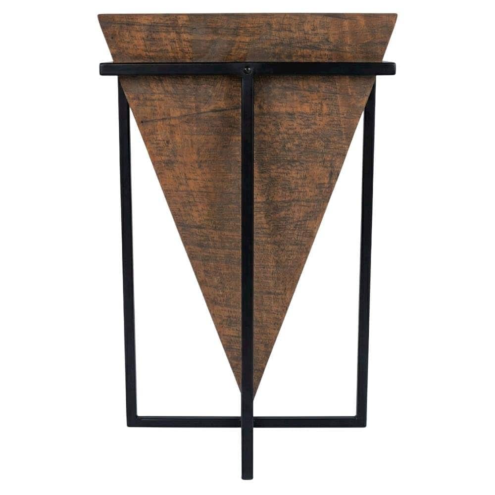 Starlight Canyon Home - Triangular Wood Accent Table, Modern Contemporary Side Table for Living Room - Dark Brown
