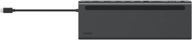 Front. Belkin - 11-in-1 USB C Hub with 4K HDMI, DP, VGA, 100W PD Docking Station for MacBook Pro, Air, and more - Dark Gray.