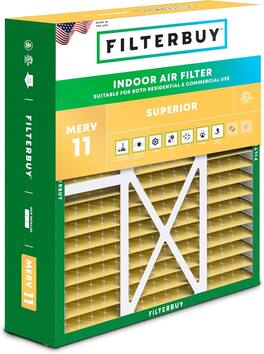 Filterbuy - 20x22x5 MERV 11 Pet & Allergy Defense, Pleated HVAC AC Furnace Air Filters Replacement for Amana & More (1-Pack) - Gold