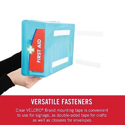 VERSATILE FASTENERS

Clear VELCRO® Brand mounting tape is convenient to use for signage, as double-sided tape for crafts, and closures for envelopes.