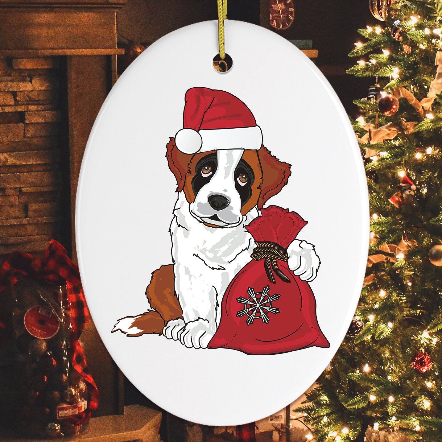 Back. OrnamentallyYou - St Bernard Dog Christmas Ornament - Multi-colored.