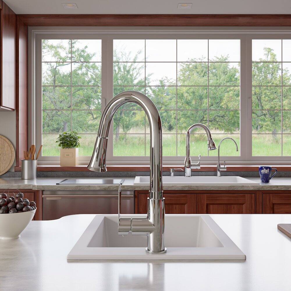 Alt View 3. Alfi - ALFI brand White 33 Single Bowl Drop In Granite Composite Kitchen Sink - White.