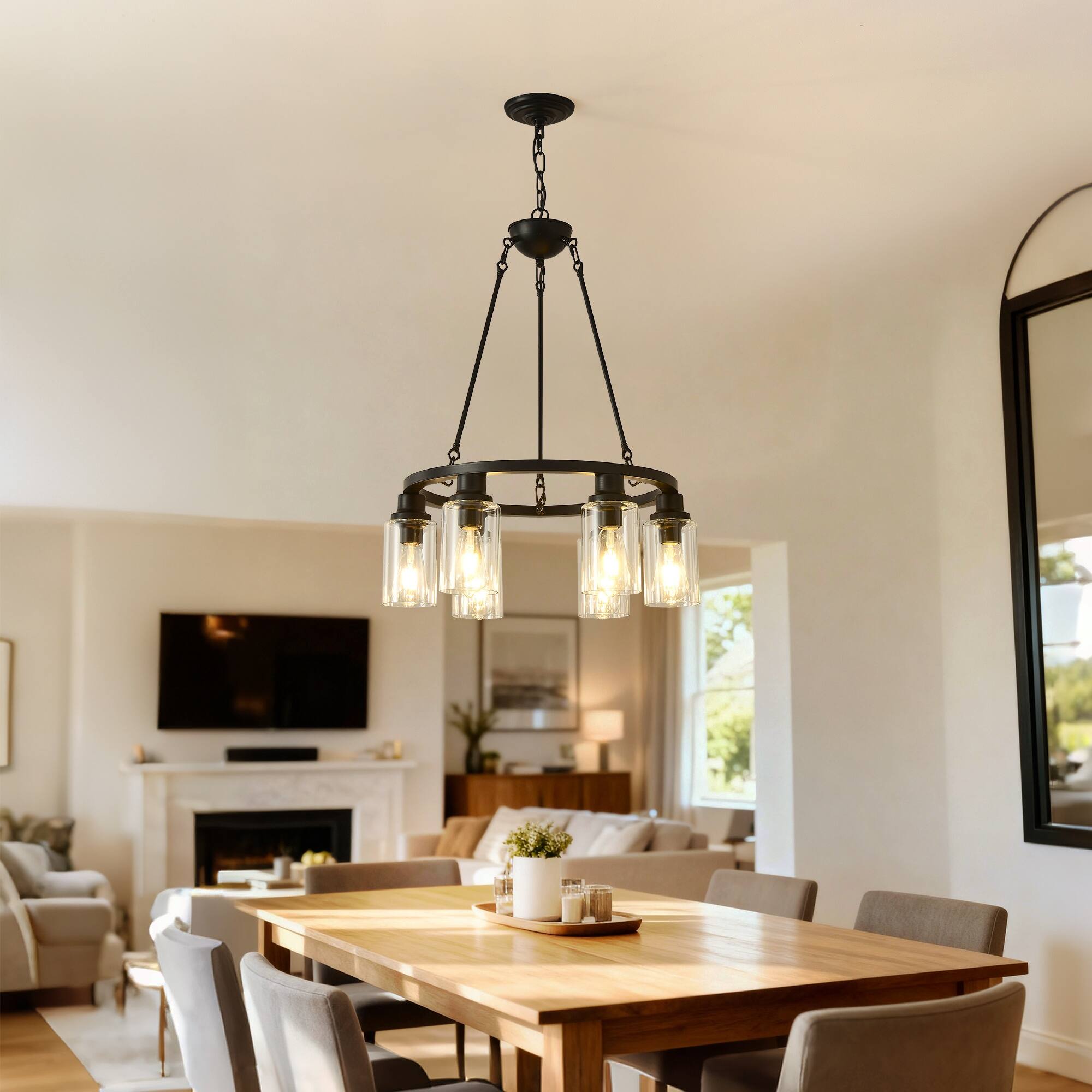 Alt View 2. Boyel Living - 6 Light Black Wagon Wheel Chandelier With Light No Bulbs for Bedroom Bathroom E26.