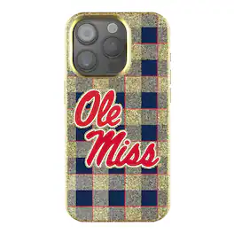 Keyscaper - NCAA - Ole Miss Rebels Plaid Bling iPhone Case - 14 - Gold