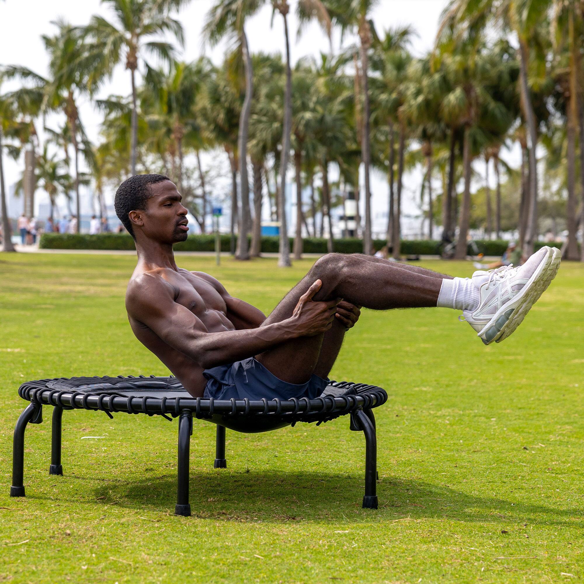 Alt View 5. JumpSport - JumpSport 350 PRO Lightweight 39-Inch Adults Fitness Trampoline & Handle Bar - Black.