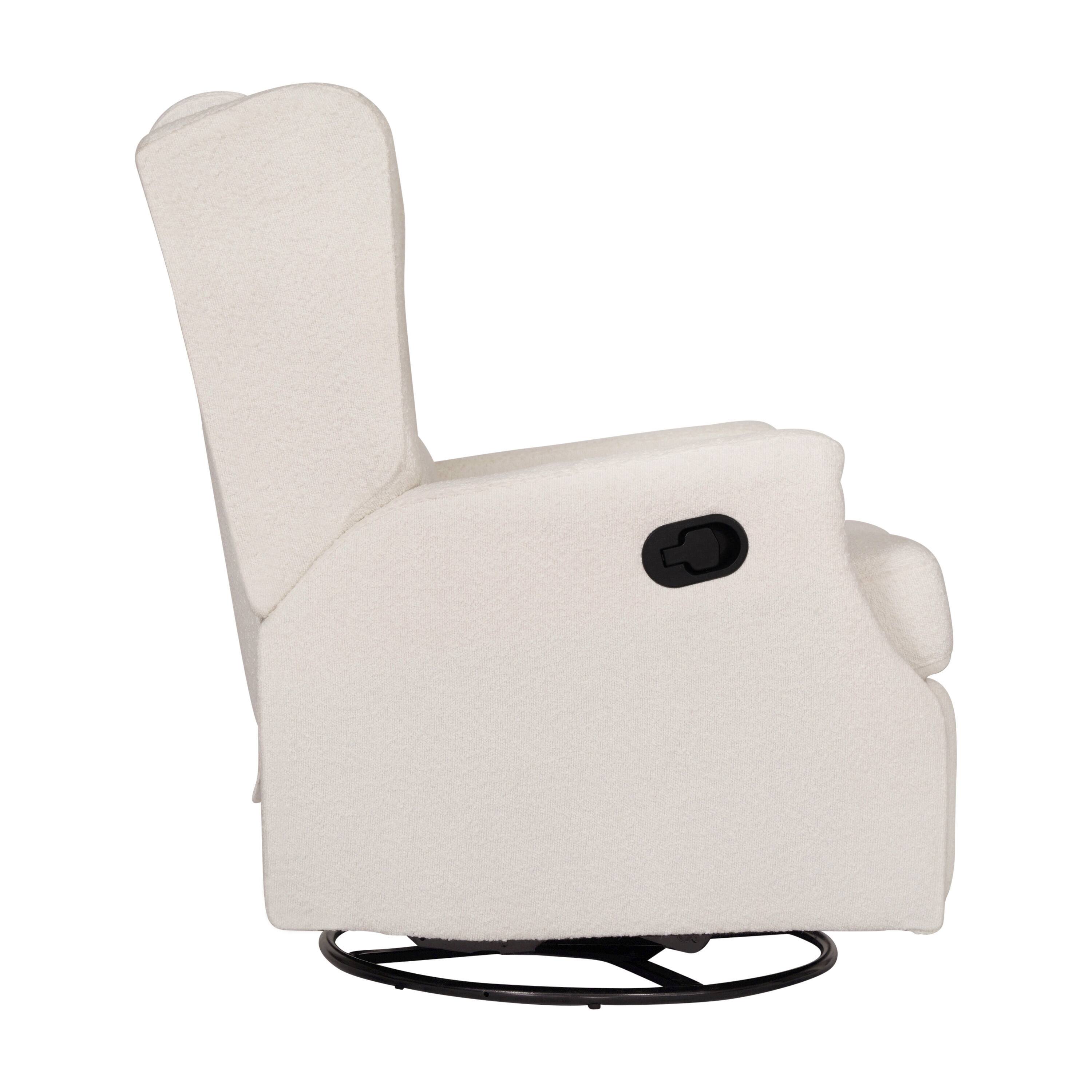 Alt View 5. Emma + Oliver - Wingback Manual Rocking Glider Recliner Chair with 360° Swivel - Off-White Boucle.