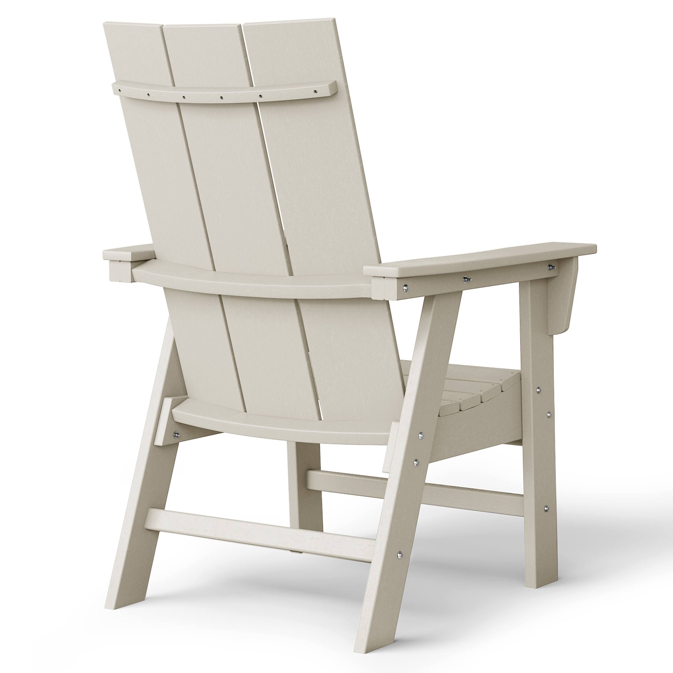 Left. WestinTrends - WestinTrends Ashore Outdoor Patio HDPE Plastic Modern Adirondack Dining Chair - Sand.