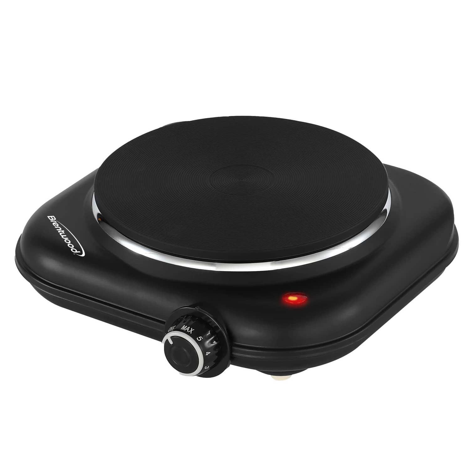 Brentwood - Single-Cast-Iron 1100W Countertop Electric Burner Hot Plate, Temperature Control, Power Indicator Light - Black