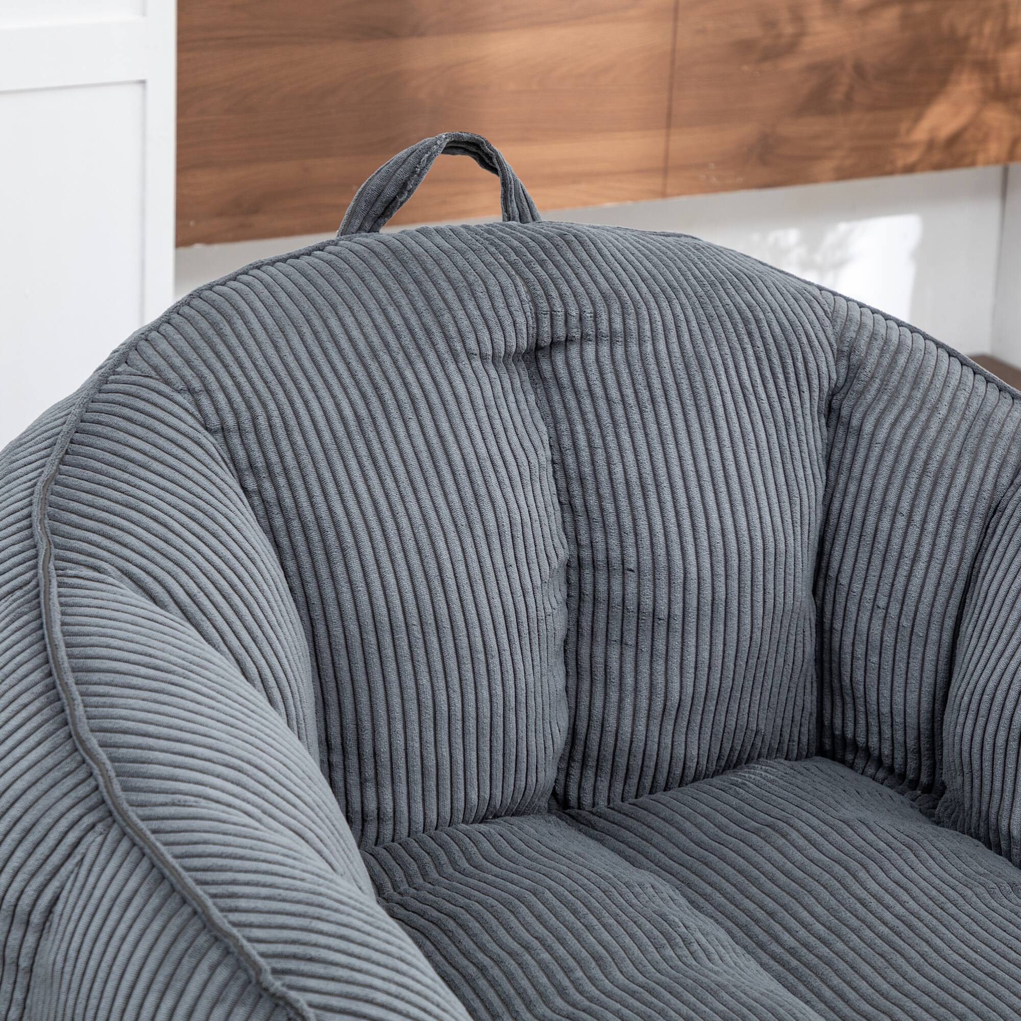 Alt View 6. GOODSILO - Large Corduroy Bean Bag Sofa Chair with Armrests for Living Room and Bedroom Comfort - Dark Gray.