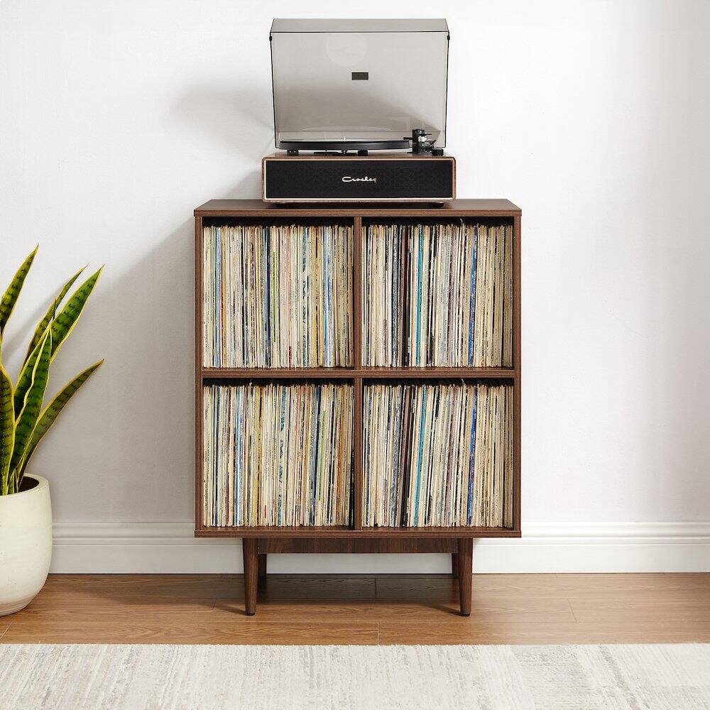 Alt View 8. Crosley Furniture - Liam 4 Cube Record Player Stand With Vinyl Storage - Walnut.